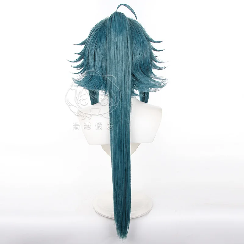 Jogo genshin impacto xiao cosplay peruca homem mulher destaque cabelo azul jogo personagem vestir-se perucas acessórios de fantasia de halloween