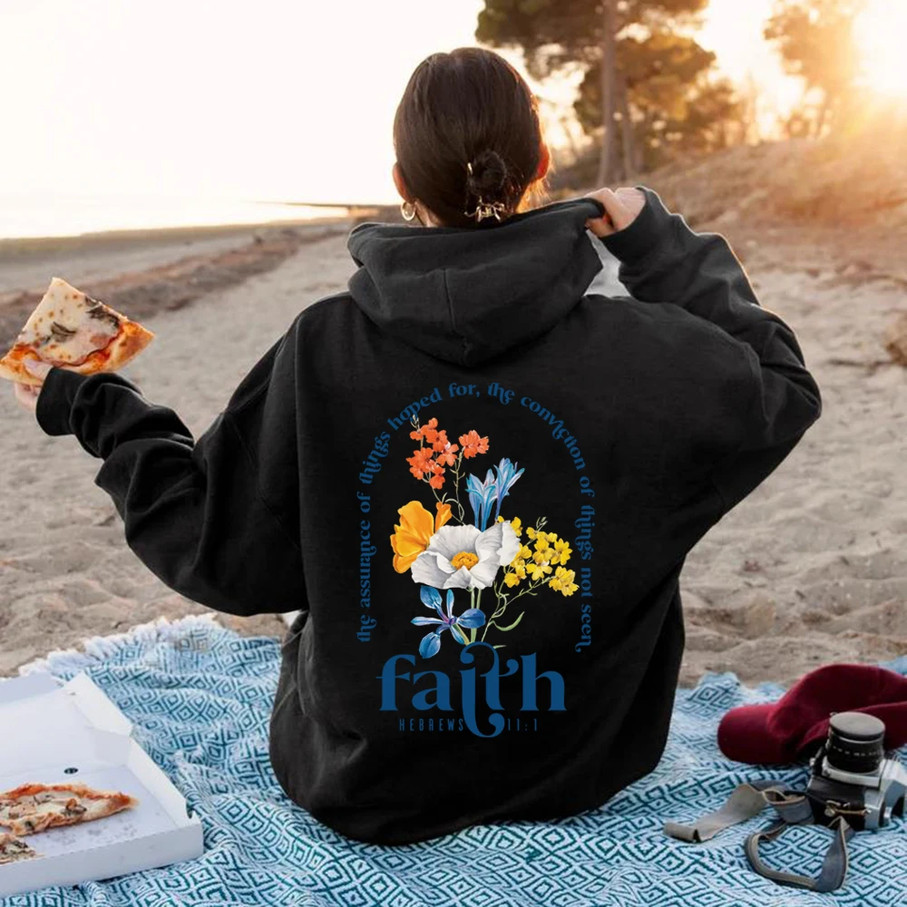 Aesthetic Christian Hoodies Bible Verse Hoodie Women's Religious Pullover Faith Long Sleeve Hooded Sweatshirt Christian Gifts