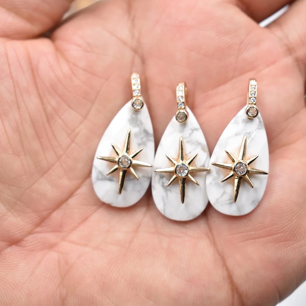 Großhandel 8 Stück/Set 14x25mm Wassertropfenform facettiert geschnitten Modische Natürliche Labradorit Starburst Halsketten-Anhänger Schmuck – Detail 10