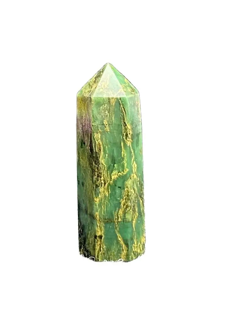 Natural Green Emerald Hexagonal Obelisk Healing Aura Quartz Crystal Wand Office Supplies Home Decoration Witchcraft Sacrifice