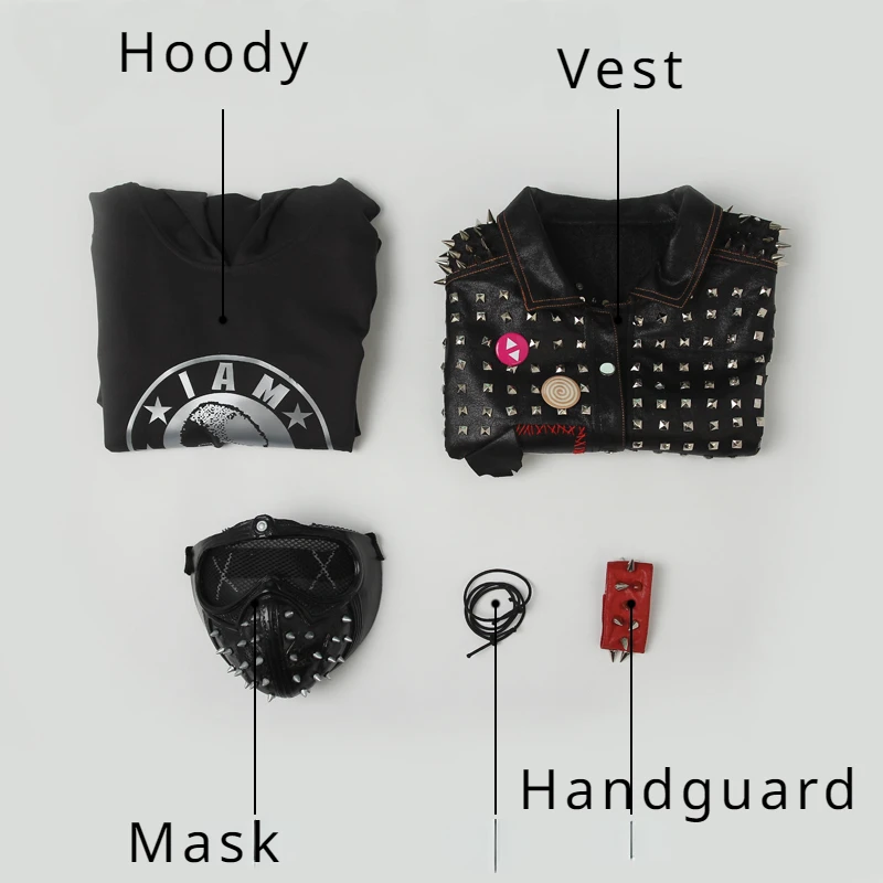 Game Watch Dogs 2 Dedsec Wrench Cosplay Costume Shawn Baichoo Punk Hoodie Vest Mask Costume Props Halloween Party Suit for Men