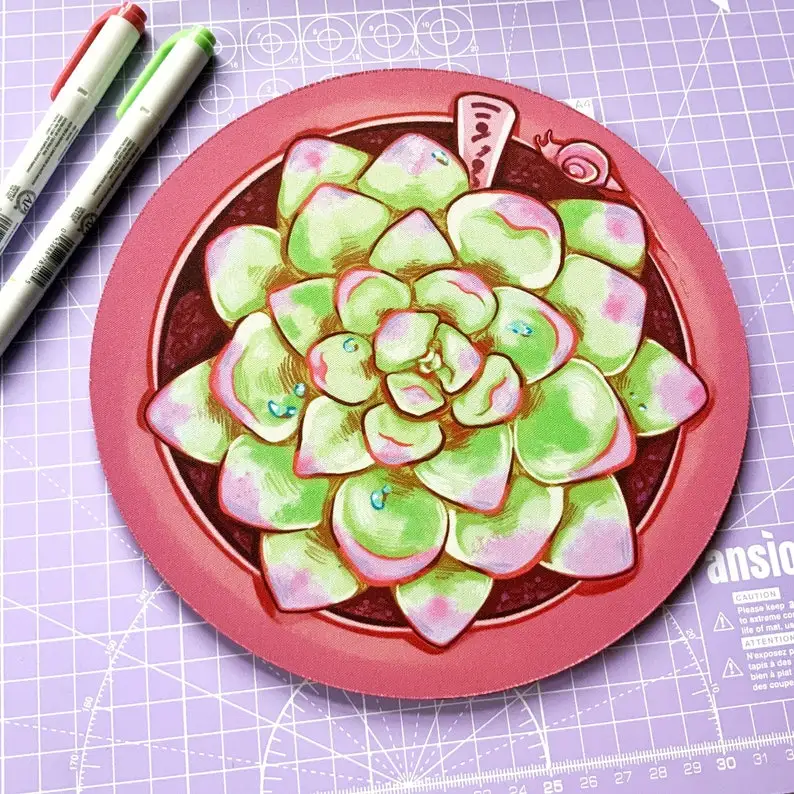 

Succulent potted plant pattern mousepad PCdesktop accessories, high-quality rubber anti-slip washable small table pad carpet