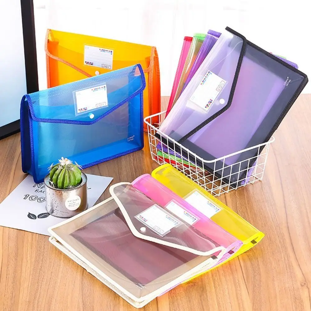 A5 Plastic File Folders Large Capacity Office Document Bag Pouch Envelope Folder