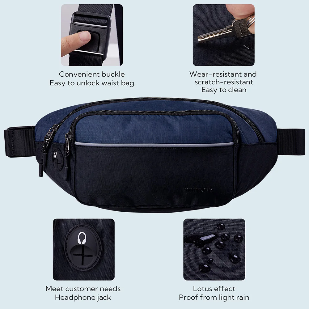 WATERFLY Fanny Pack Waist Bag Large Waist Packs For Women Men Fashion Crossbody Belt Bags For Hiking Running Travel Walking