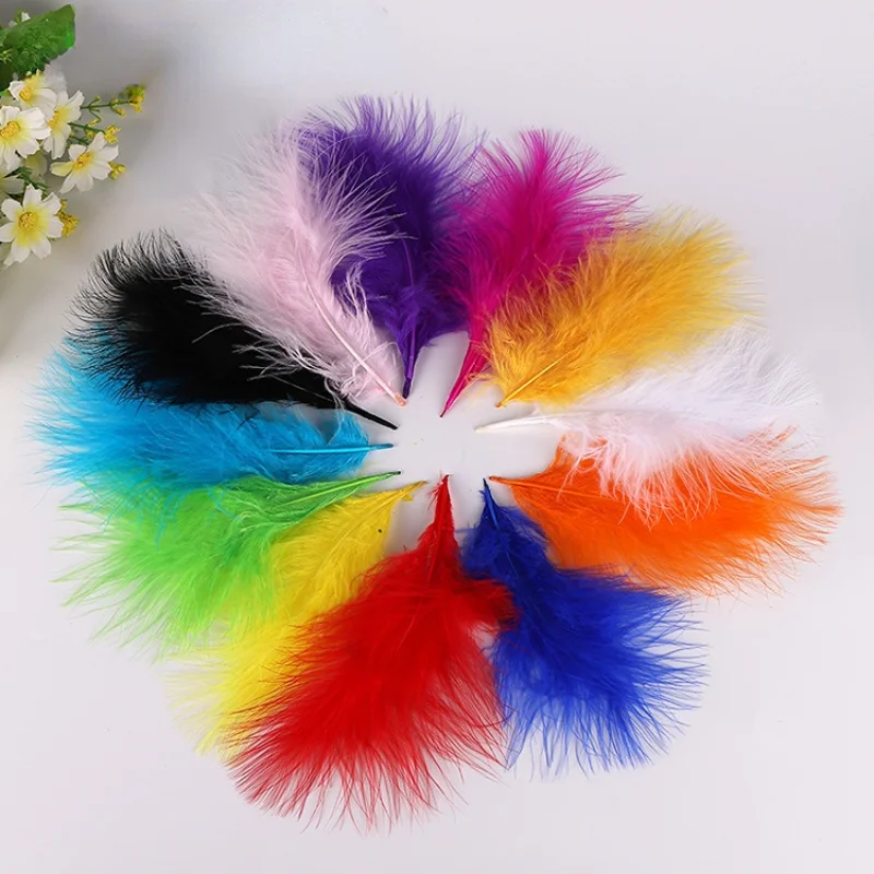 50pcs/pack Colorful Full Down Feathers Floating Soft Fur DIY Turkey Feathers Vases Plumes Party Dresses Feather Coats Sewing Top