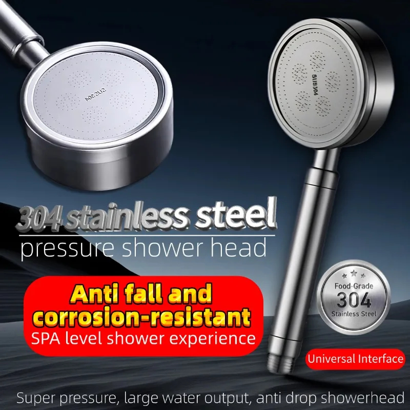 

German 304 Stainless Steel High Pressure Shower Head-Enhanced Water Flow Anti-Slip Bathroom Spray with Large Output for Home Use