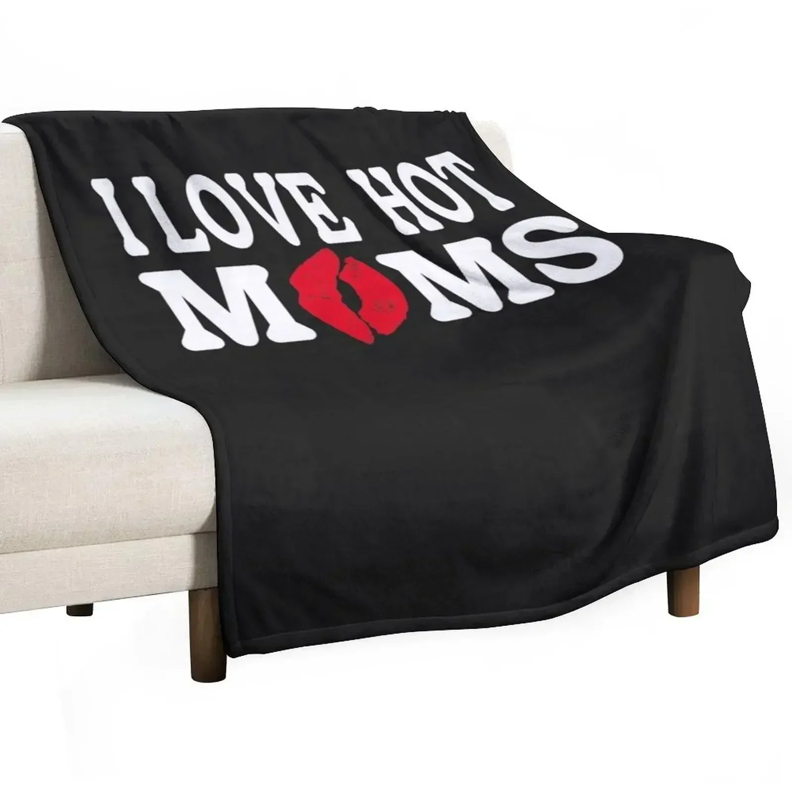 

I love hot moms Throw Blanket valentine gift ideas Furry Plaid on the sofa Blankets