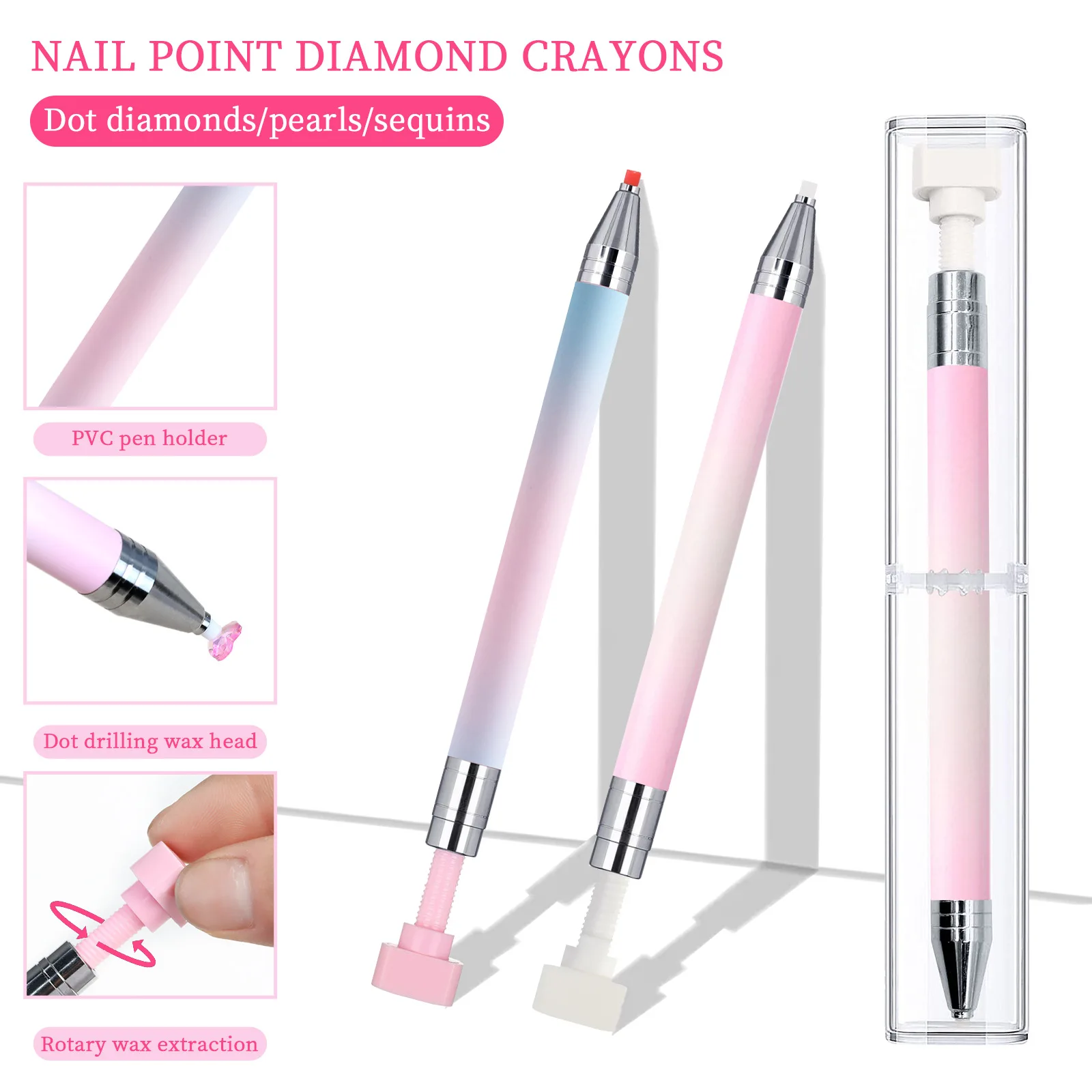 Kit penna diamante pastelli ricaricabili colla rotante penna trapano a punti per Nail Art, accessori artistici diamante fai da te strumento rapido