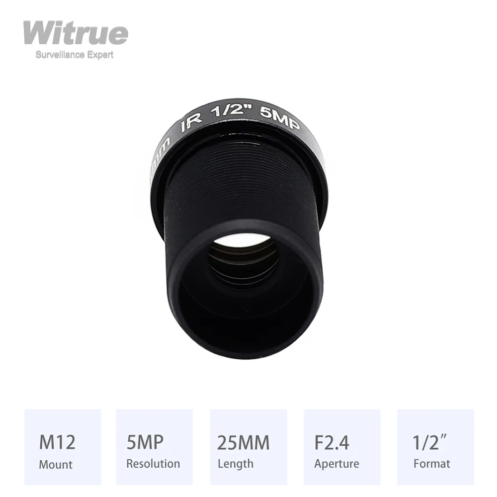 Witrue – objectif CCTV HD 5.0 mégapixels 25mm M12, 1/2 pouces F2.4 pour caméras IP, longue Distance de vision jusqu\'à 50m