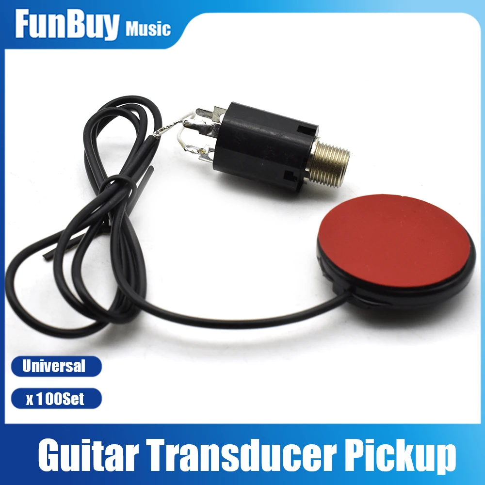 100set Stick on Transducer Guitar Pickup Endpin Pickup for Guitar Violin Ukulele Mandolin Banjo Cello 6.35mm Output Easy install