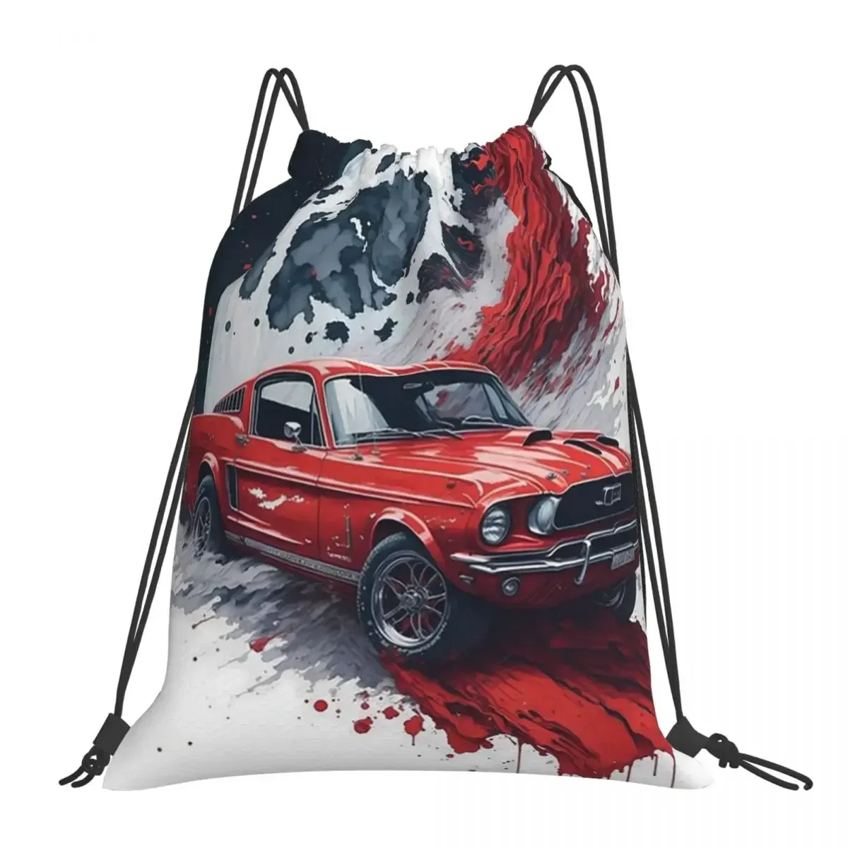 

Mustang Moon Drift Backpacks Casual Portable Drawstring Bags Drawstring Bundle Pocket Sports Bag BookBag For Man Woman