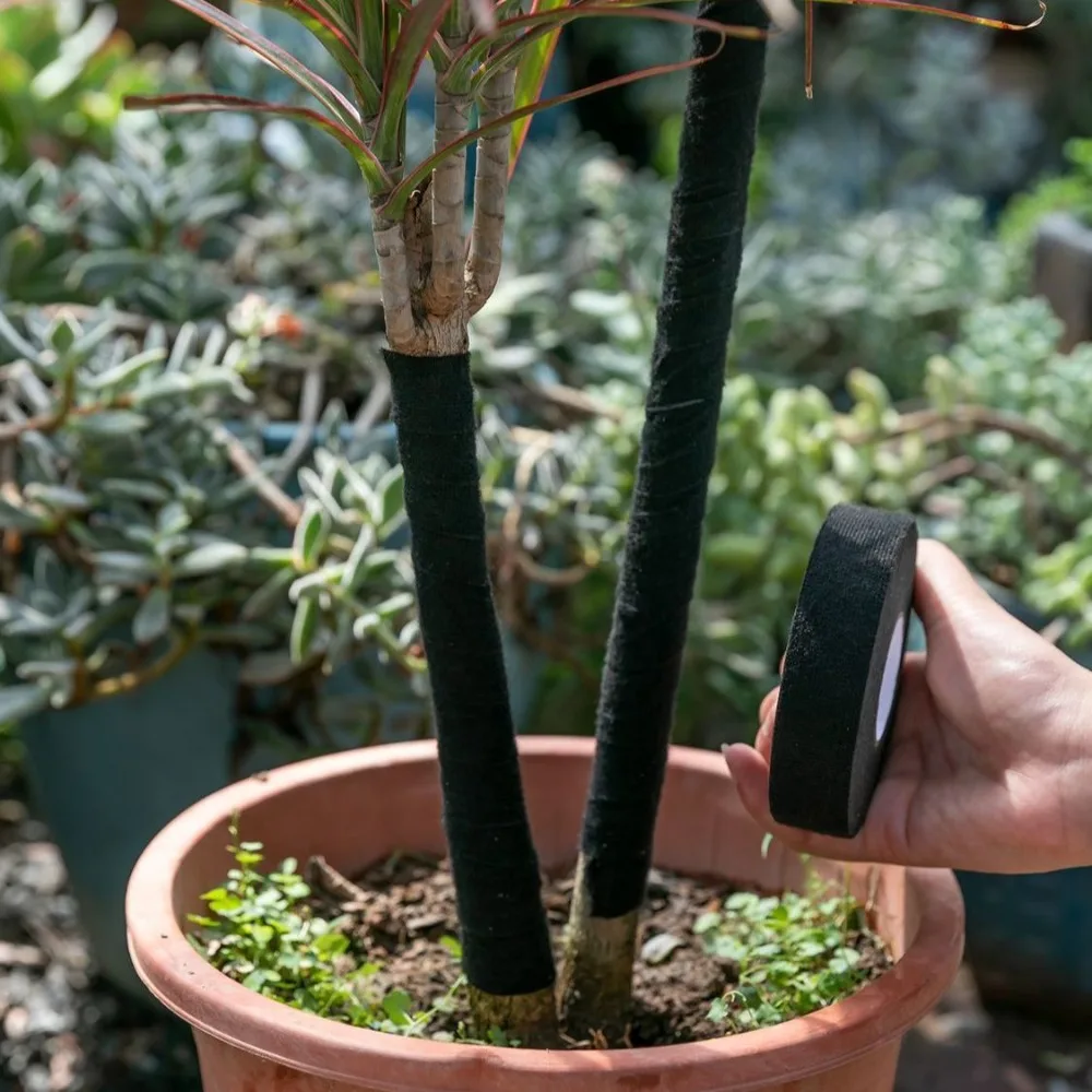 شريط نبات مخملي أسود مرطب للنباتات بوعاء مادة قوية قابلة للتمزيق يدويًا مثالية لأدوات البستنة لتصفيف بونساي