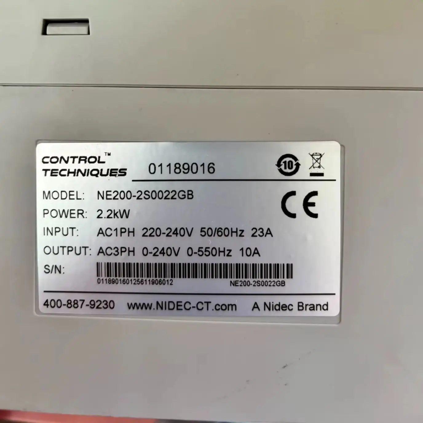 NE200-2S0022GB Used 2.2 kW variable frequency drive，input voltage 220–240 V，Tested ok，Fast shipping