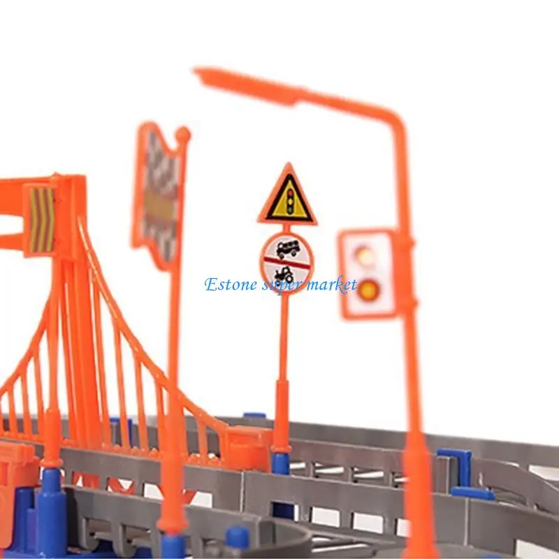 090B Railway Road Auto Auto Set giocattolo assemblaggio liberamente giocattolo resistenza forte per bambini