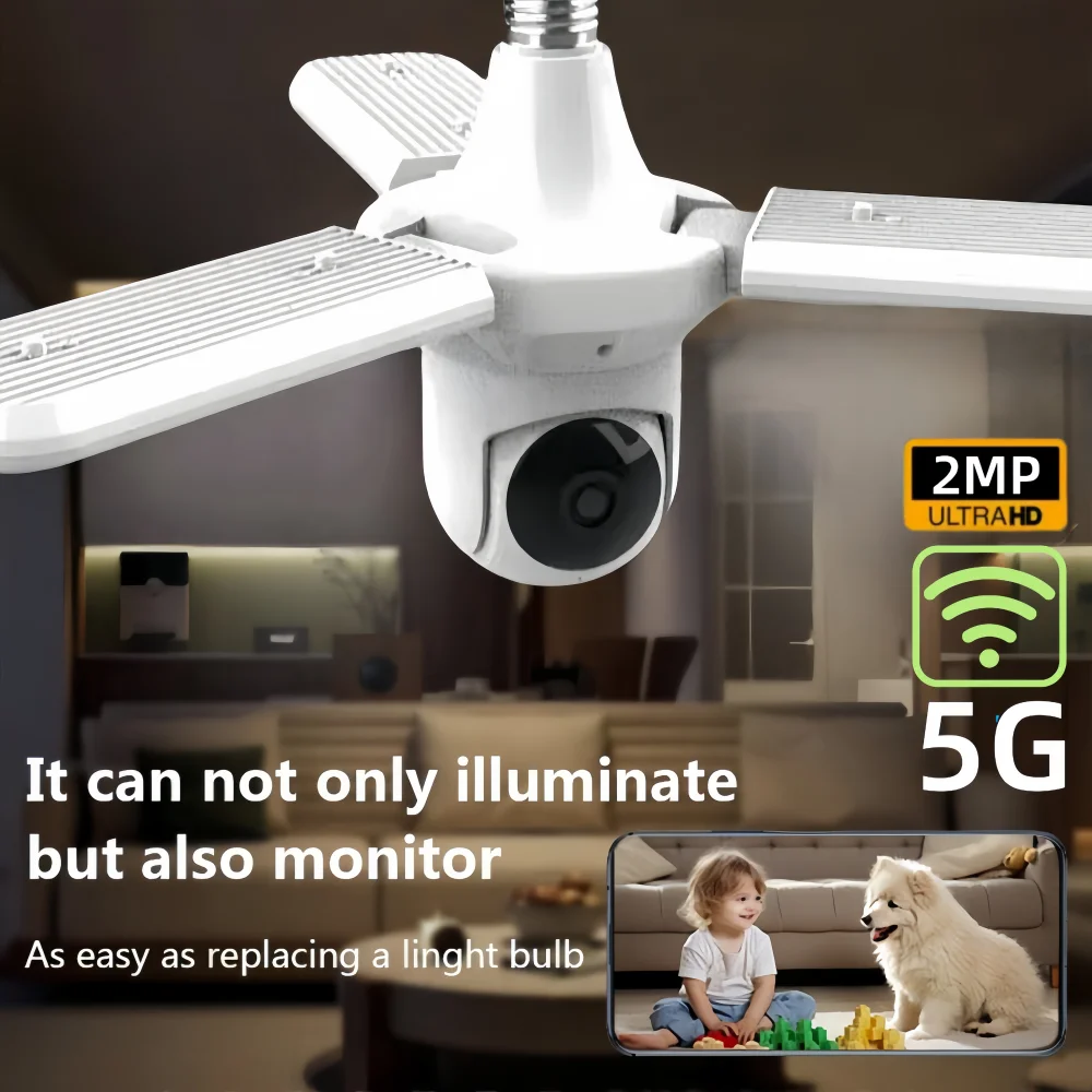 

2в1 E27 камера с лампочкой 5G Wi-Fi наблюдение со светодиодной подсветкой CCTV PTZ AI отслеживание двустороннее аудио ночное видение беспроводная связь