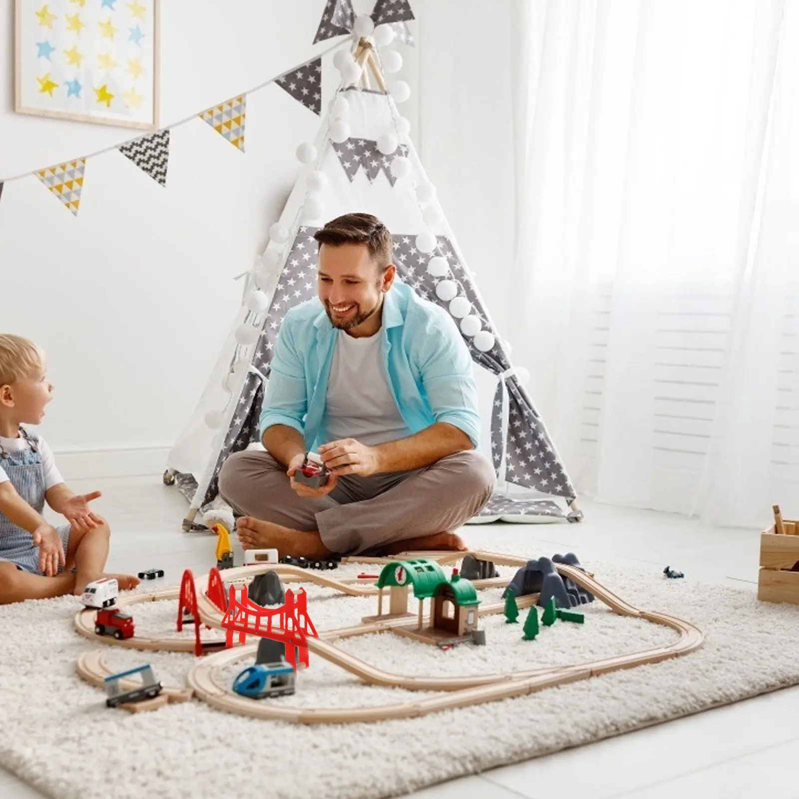 

1 шт. Деревянный мост для железнодорожной дороги, классические аксессуары для расширения железнодорожной сети, для детских праздников, Рождества, веселых игр и создания сценариев