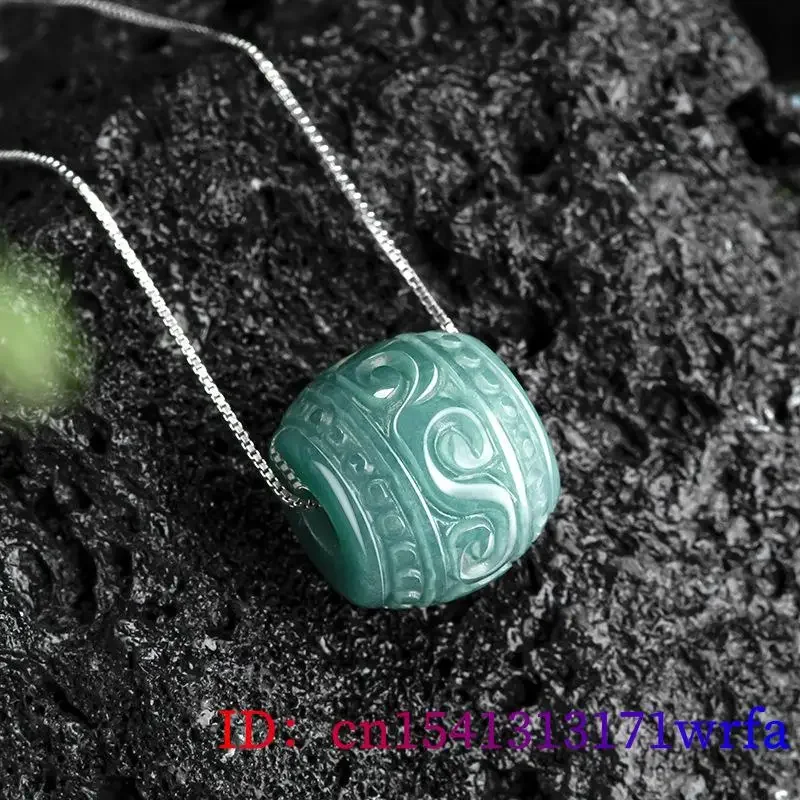 Collana con ciondolo con perline di giadeite blu Myanmar Talismani di design da uomo Accessori in giada birmana naturale Regalo Fascino di gioielli veri