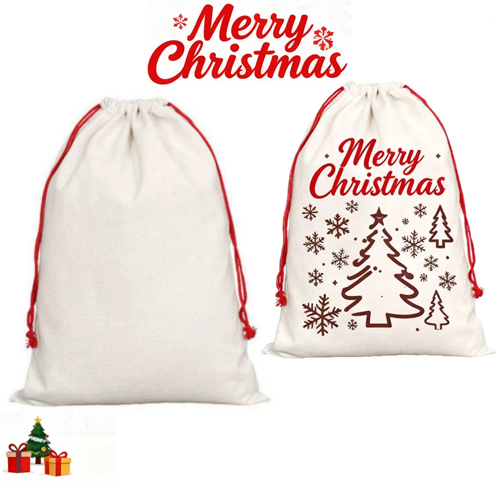 승화 인쇄용 블랭크 캔버스 크리스마스 선물 가방 44 * 33cm 대용량 디자인 크리스마스 캔디 포장 핸드백