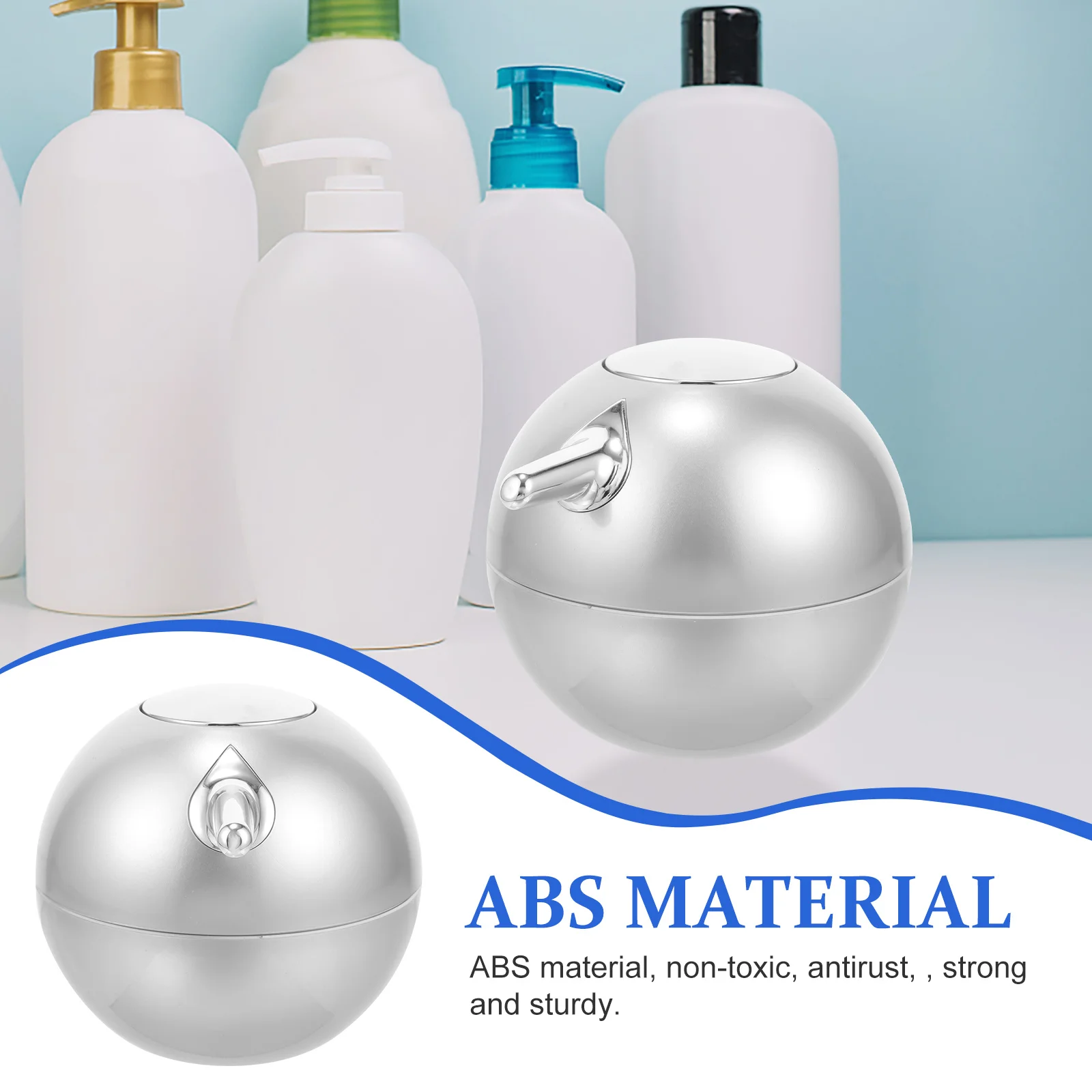 

380Ml Pressed Soap Dispenser Bottle Spherical Abs Refillable For Shampoo Lotion Hand Liquid Detergent Silver