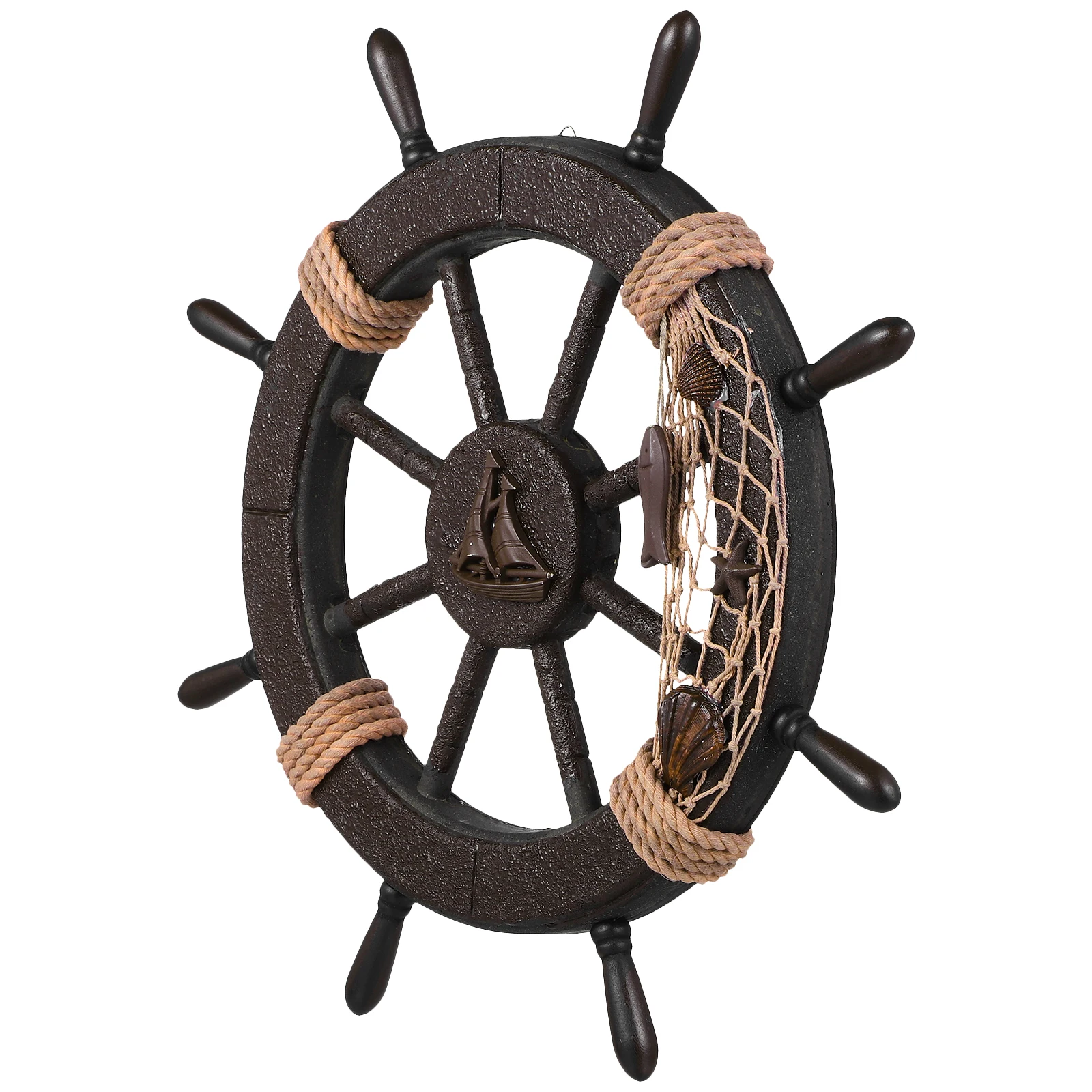 عجلة السفينة جدار ديكور دفة خشبية معلقة الزينة للمنزل نمط البحر الأبيض المتوسط براعة غرفة المعيشة غرفة نوم