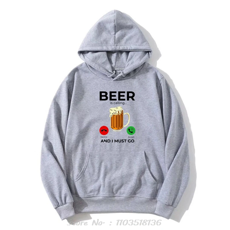 Beer Is Calling I Must Go Printed Men's Jacket Zip Up Hoodie Cotton Oversized Funny Graphic Hoody Sweatshirt Tops Pullover