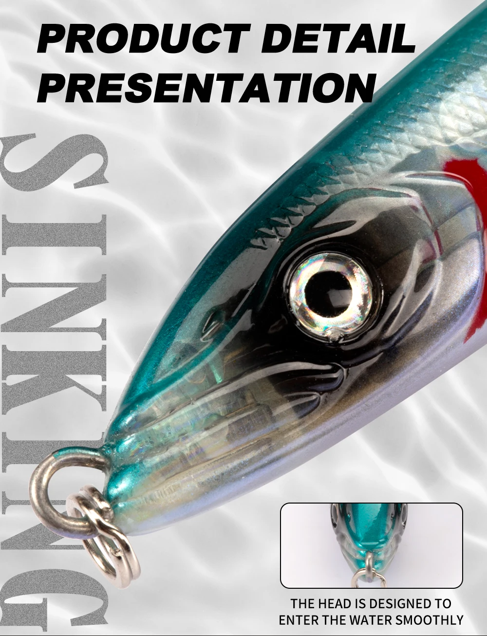 Hunthouse Wobly Bleistift-Angelköder, Salzwasser, sinkend, langsam, Wobbler, harter Köder, Trolling, 62 mm, 16,8 g, für Forellen-Seebarsch-Gerät LW540 – Detail 4