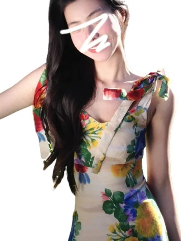 エレガントな花柄ホルタードレス女性の夏のロングドレススリムフィット休暇旅行衣装韓国スタイル通勤ドレス