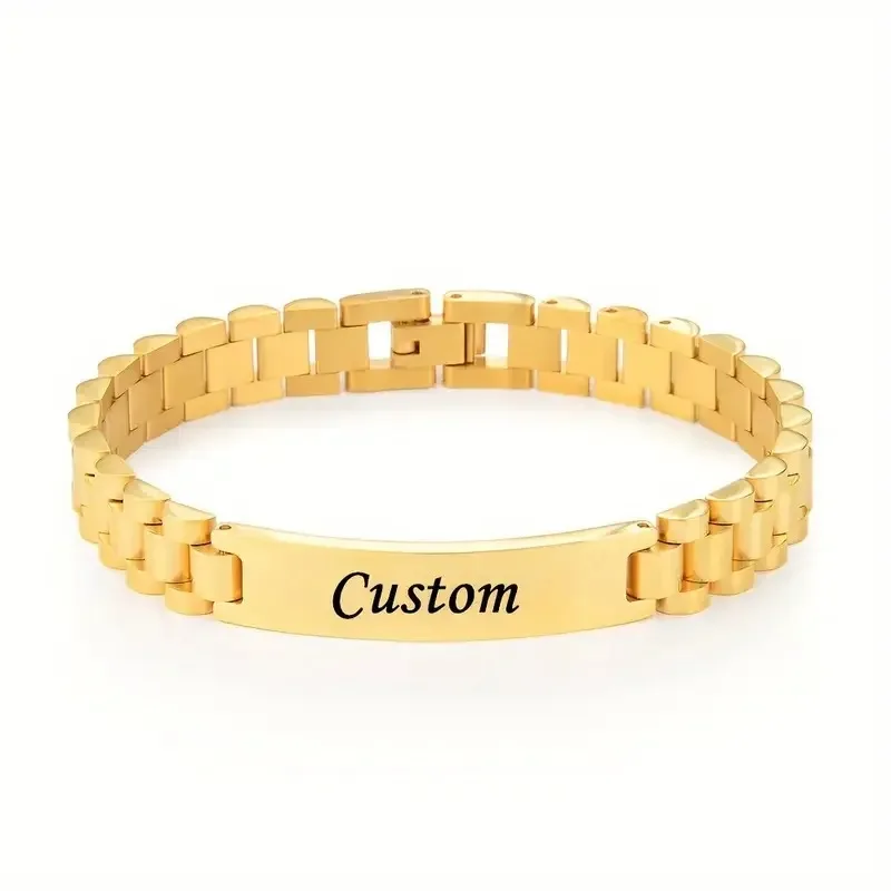 Customized Name Text Men's Bracelet, Engraved Gift