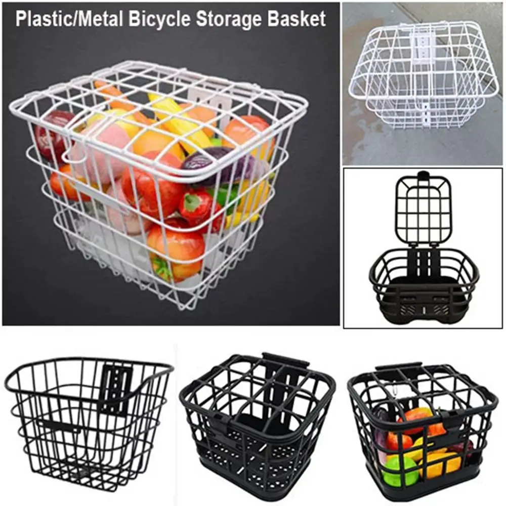 

Разноцветная детская корзина для велосипеда, полая 5-стильная корзина на руль скутера, пластиковая/металлическая сумка для хранения велосипеда