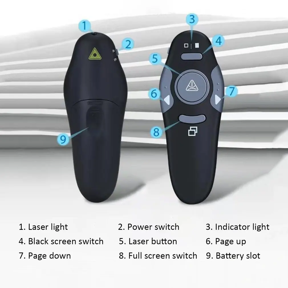 2.4GHz USB Wireless Presenter Powerpoint Clicker Presentation Remote Control Pen PPT with Red Light Remote Control Pc Mice