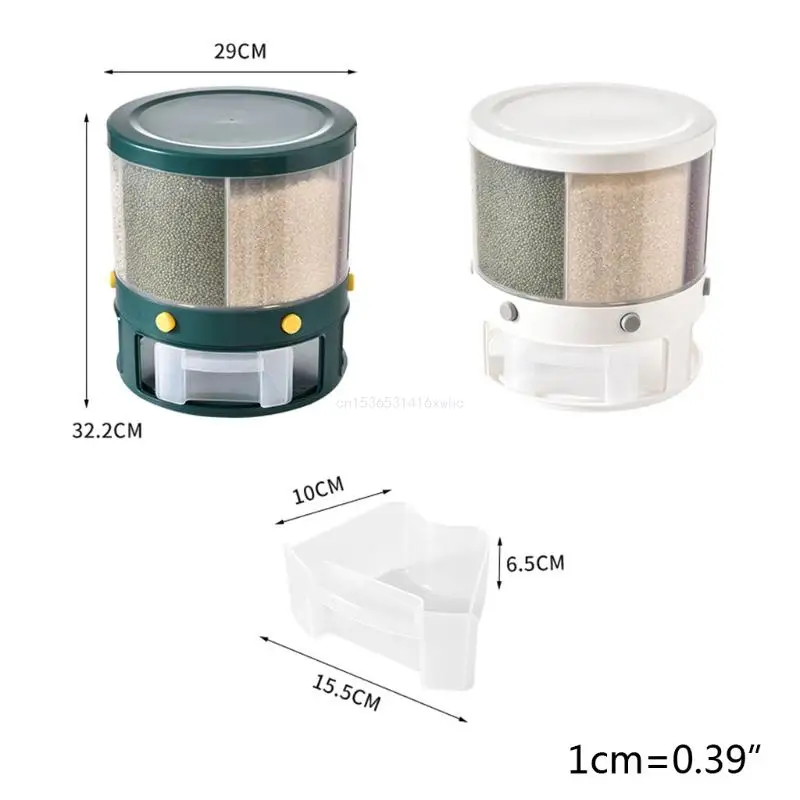 Dropship 10Kg Kitchen Storage Container Rotating Cans for Bulk Cereals Grain Box 6-Grid Rice Bucket