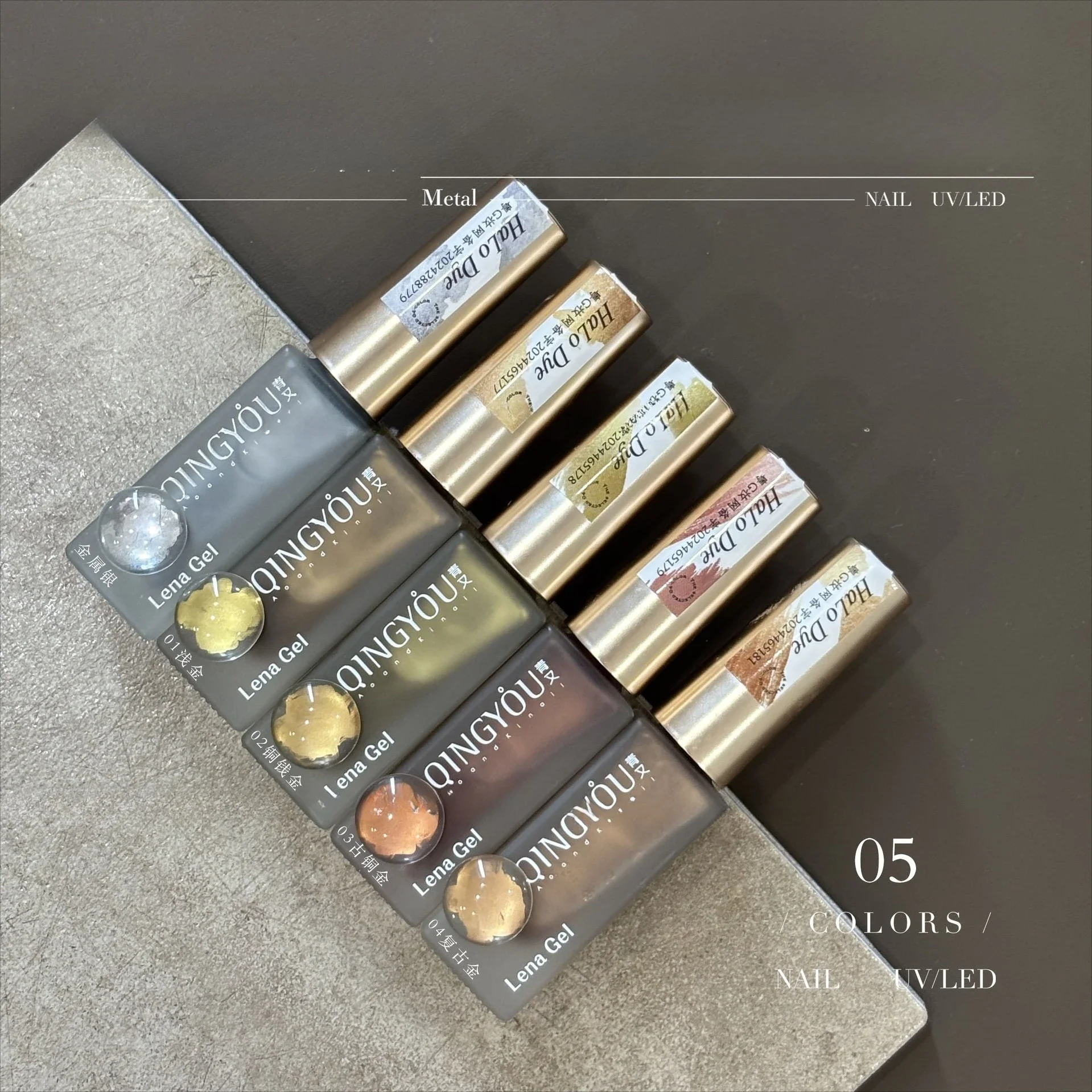 Liquide de teinture pour ongles, 5 pièces, accessoires de Nail Art, 5 couleurs or argent, dégradés de dessin, liquide de teinture Halo pour manucure uniquement