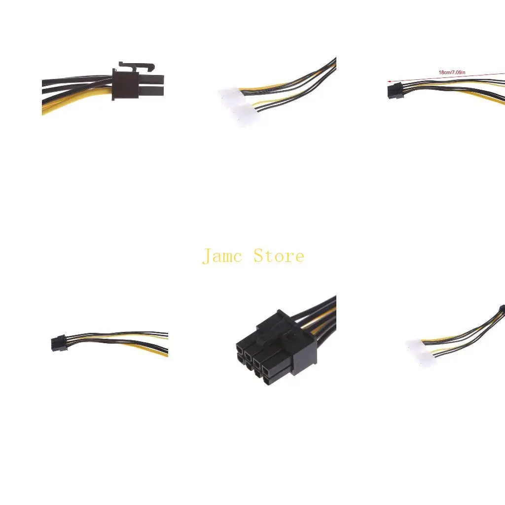 LX0B Dual  4-Pin Male to 8-Pin Male PCI for Express Power Converter Cable for Video Card Pci-e ATX PSU Power Supply Cabl