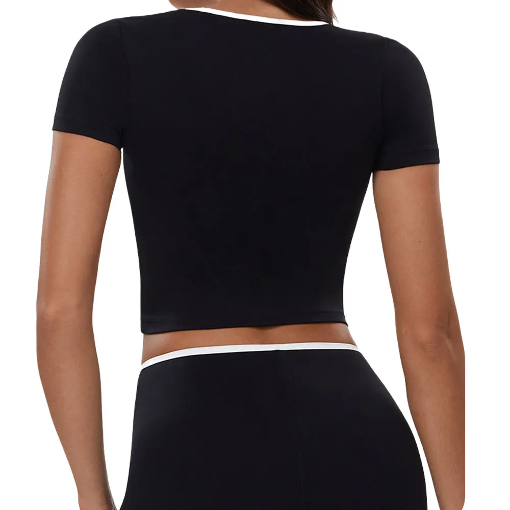

Новый женский топ для йоги Slim Fit Спортивные футболки Одежда для фитнеса Рубашка для йоги с коротким рукавом Футболка для спортзала Бег Активная одежда Спортивный топ