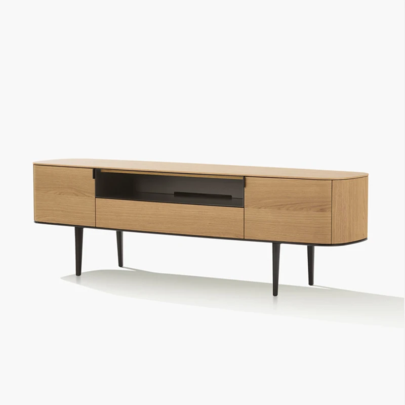 Japanese high-end solid wood TV stand, oak marble expandable
