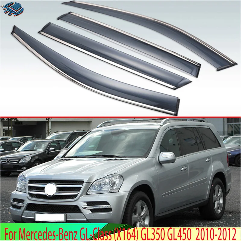 For Mercedes-Benz GL-Class (X164) GL350 GL450  2010-2012 Plastic Exterior Visor Vent Shades Window Sun Rain Guard Deflector 4pcs