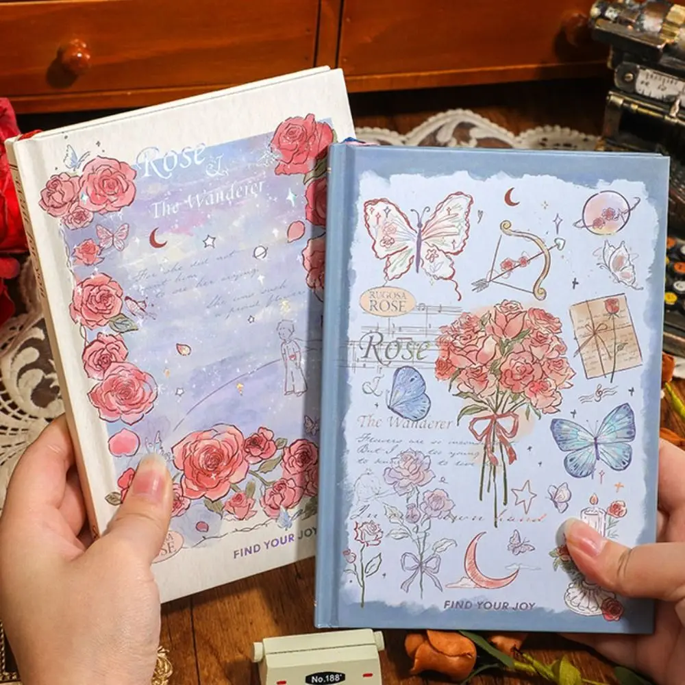 

Creative Scrapbook Rose Series Notebook Vintage Hand Ledger Diary Book Stationery Exquisite Notepad Student