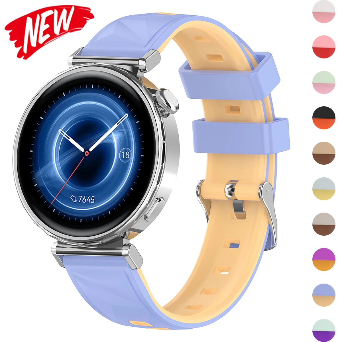 Eiskristallmuster-Armband für Huawei Watch GT6 GT5 GT4 41mm GT5 Pro 42mm Zweifarbiges Silikon-Sportarmband 18mm Damen Herren Armband