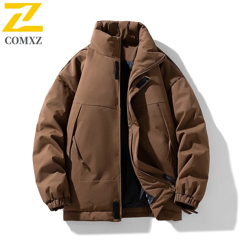

COMXZ 2025, мужская толстая теплая пуховая хлопковая куртка, зимнее водонепроницаемое ветрозащитное термолегкое удобное пальто