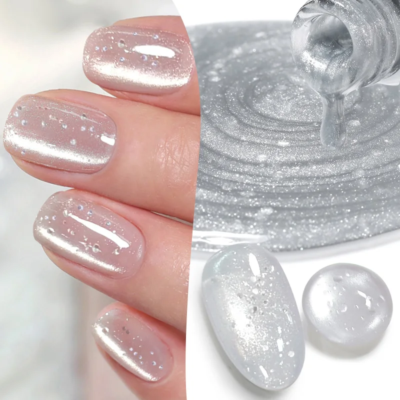 BORN PRETTY 1 Frasco 10ml Esmalte em Gel Magnético Cristal Cintilante Azul Prata Ultra Brilhante Removível UV para Unhas
