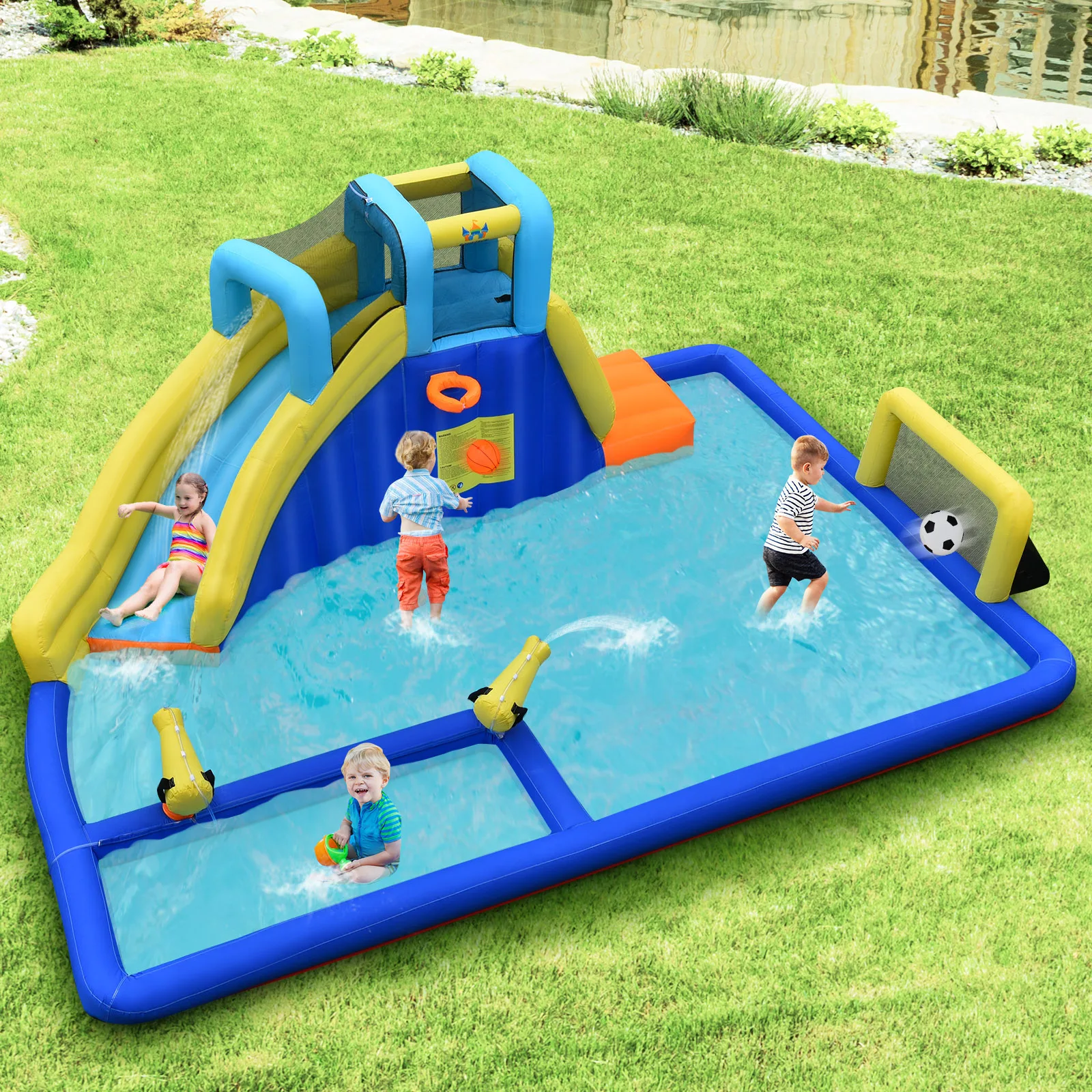 Bountech aufblasbare Wasser rutsche Klettern Bounce House Splash Pool mit 735W Gebläse