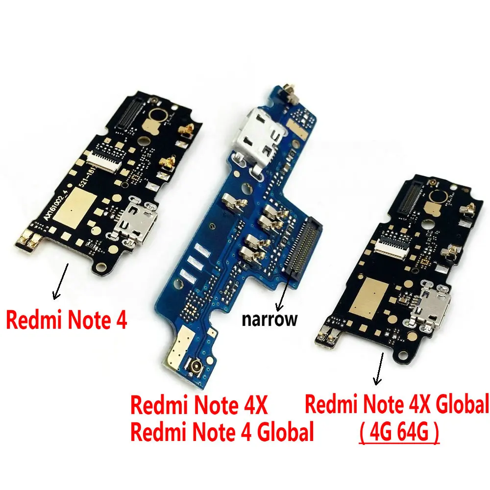 

New Microphone Module+USB Charging Port Board Flex Cable Connector Parts For Xiaomi Redmi Note 4 4X 4XPro Global Replacement