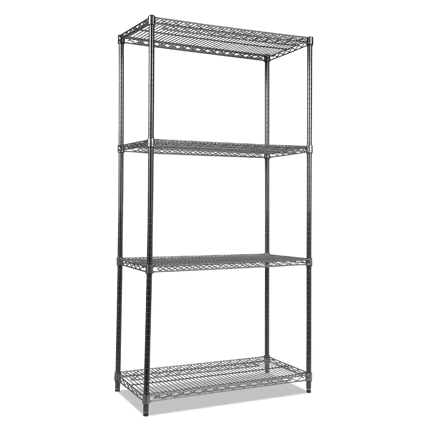 Wire Shelving Starter Kit, Four-Shelf, 36w x 18d x 72h, Black Anthracite, Customized