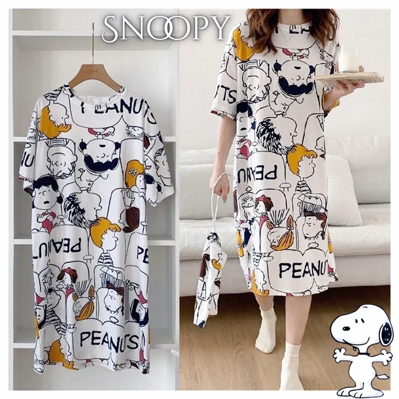 Snoopy Cute Lingerie Pajamas Women Japanese and Korean Style Langerie Lenceria Mujer Nightdress Underwear Sleepwear Nightgown