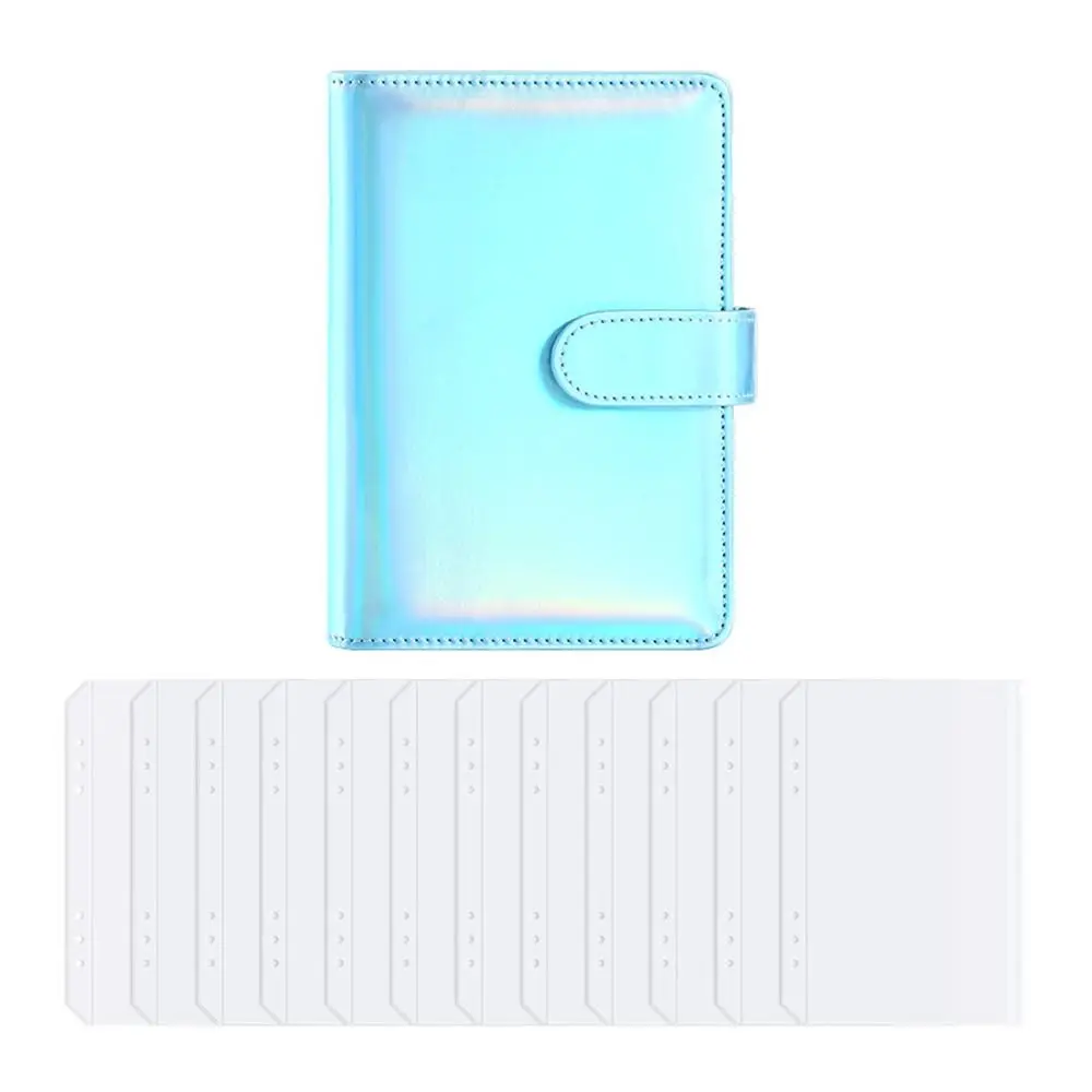 Divertente raccoglitore A6 in pelle PU ricaricabile con fibbia magnetica raccoglitore con fibbia magnetica formato A6 design laser libro di denaro uso scolastico