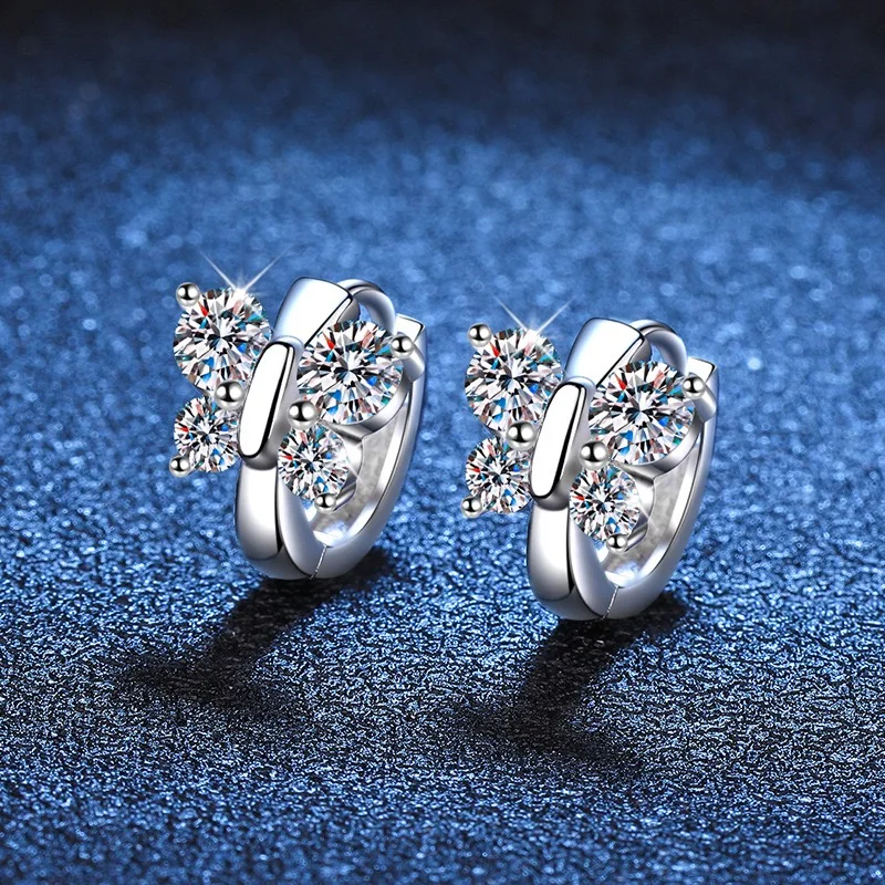 1.6ct D Color Moissanite Butterfly Hoop Earrings Women Girls 925 Sterling Silver Mosan Diamond Huggie Earrings Pass Tester Gra