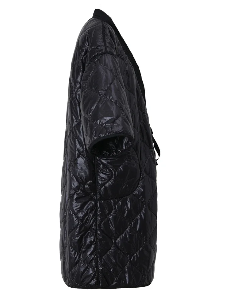 

Black Bandage Big Size Long Warm Cotton-padded Coat Long Sleeve Women Parkas Fashion Tide New Autumn Winter 2024 JD186