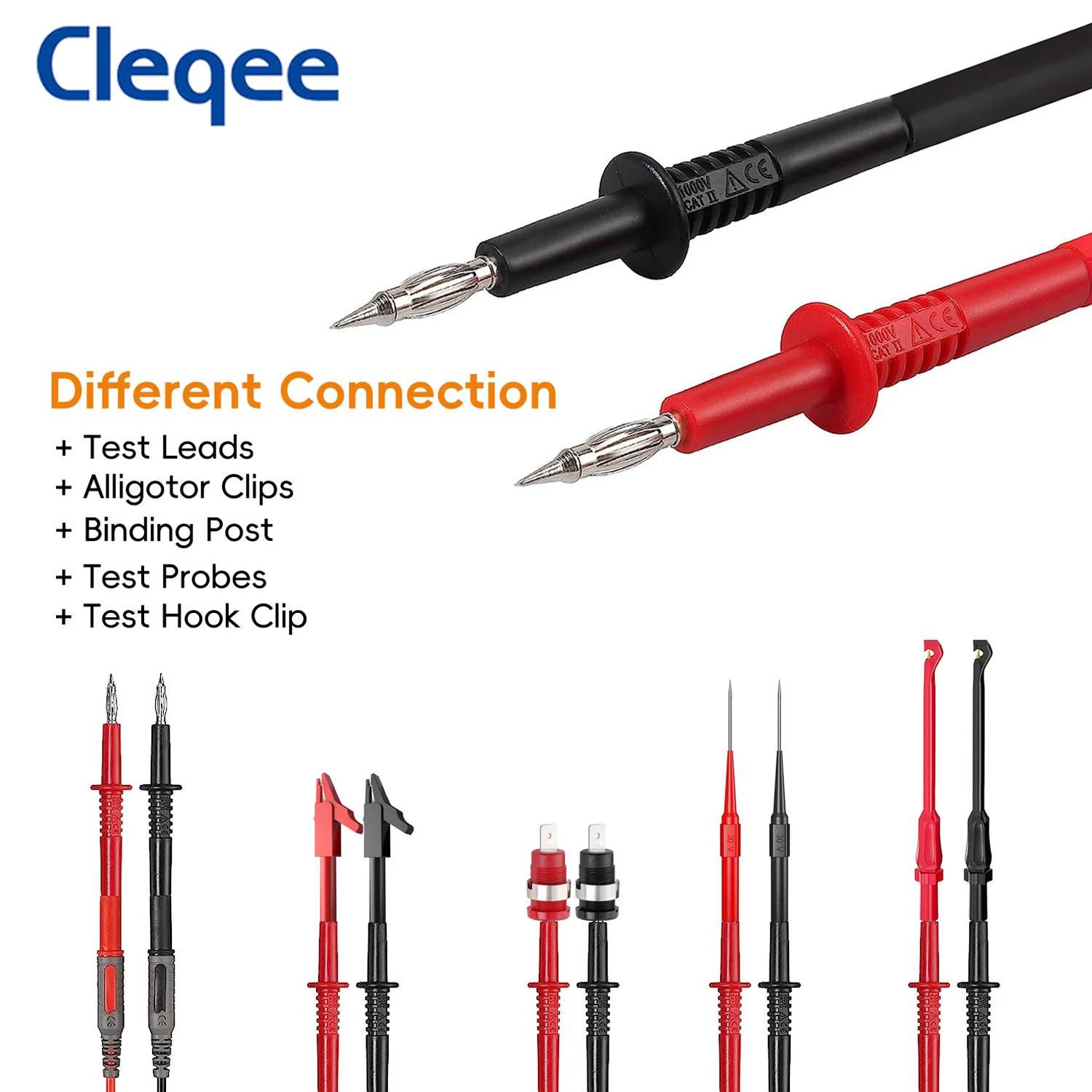 Cleqee P5011 32A ทดสอบมัลติมิเตอร์4มม. ปลั๊กกล้วยพร้อมแจ็ค4มม. เครื่องมือทดสอบ IC หุ้มฉนวนทองแดงแบบ2 in 1 1000V