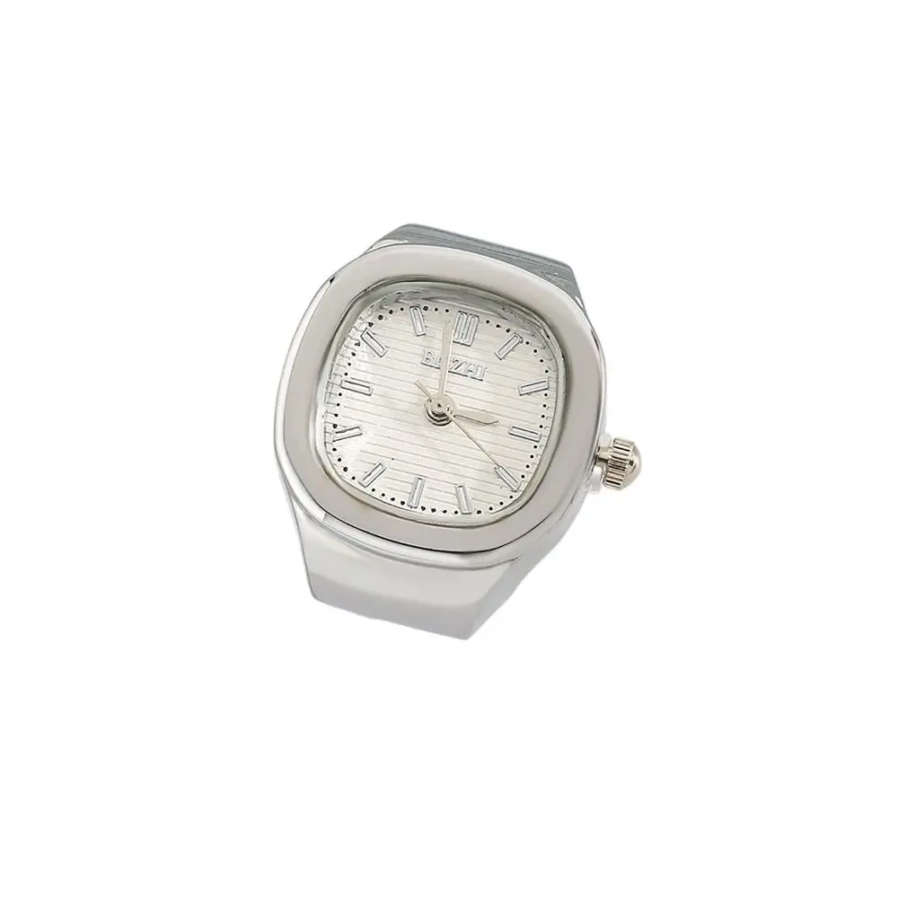 Креативные регулируемые часы с кольцом на палец, простые мини-кварцевые часы, квадратные винтажные часы с кольцом для мужчин и женщин