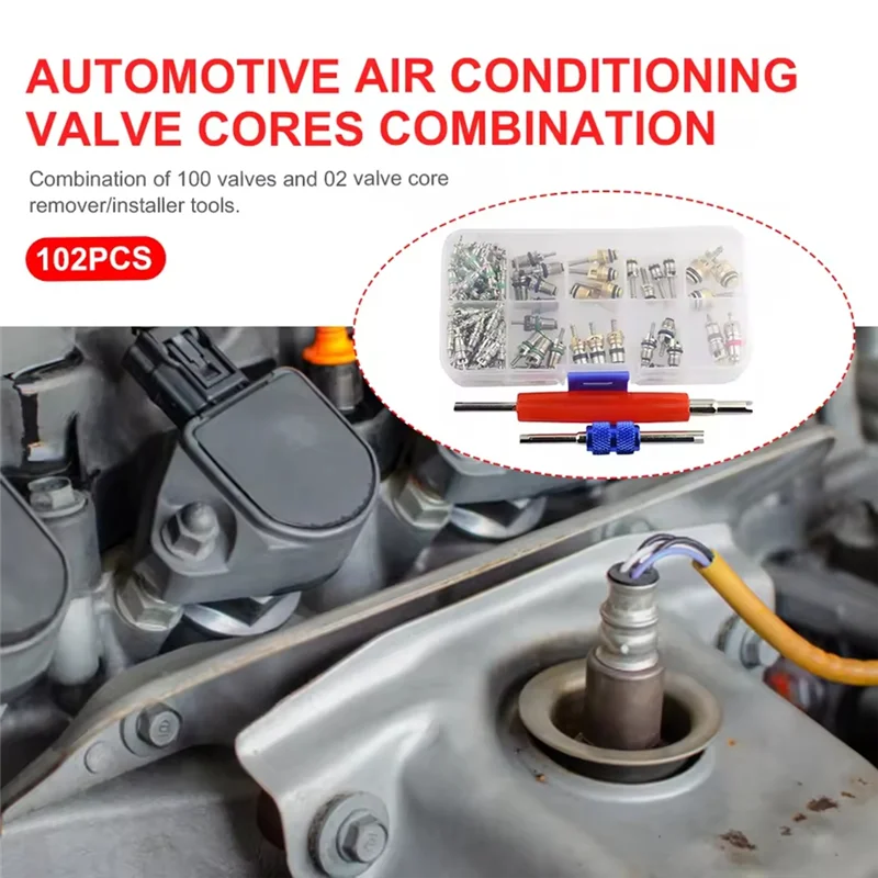 

A85E-102Pcs AC Valve Core Assortment R134A Car Air Conditioner Valve Cores Assortment Air Conditioning Assortment For Buick